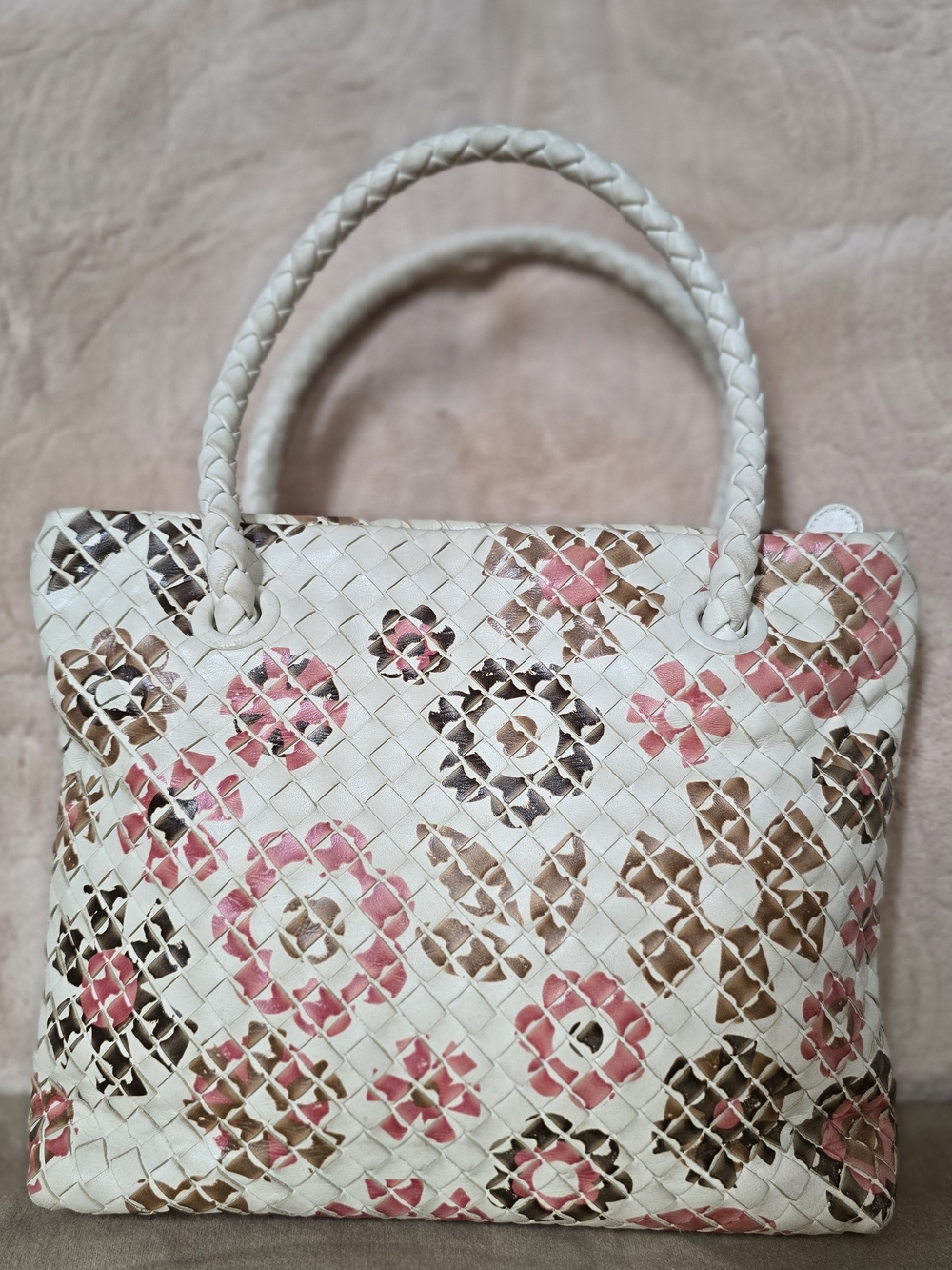 Bottega Veneta Floral-Print Intrecciato Tote Bag